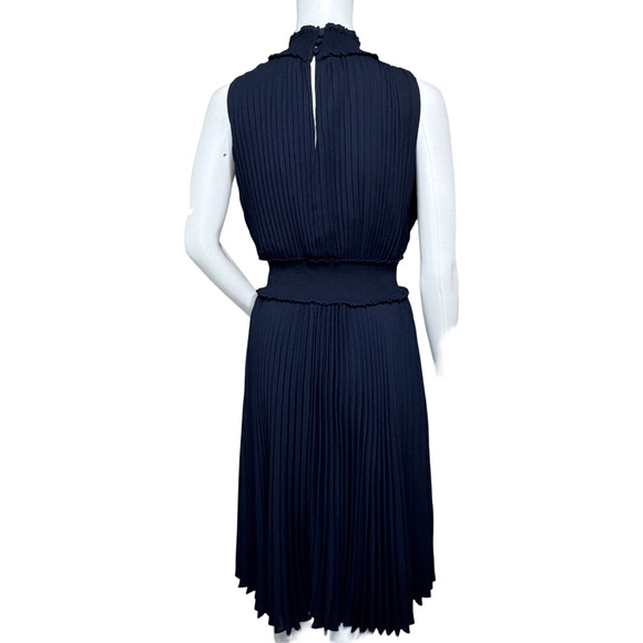 Nanette Lepore Dress Women 2 Navy Blue Accordion Smock Dress Business Party - Picture 4 of 7